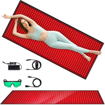 Red Light Therapy Mat for Body, 71"X 31" Red Light Therapy Blanket Red near Infrared 660Nm 850Nm Full Body Pad, 1280 Leds Infrared Light Therapy for Body for Pain Relief, Improved Sleep